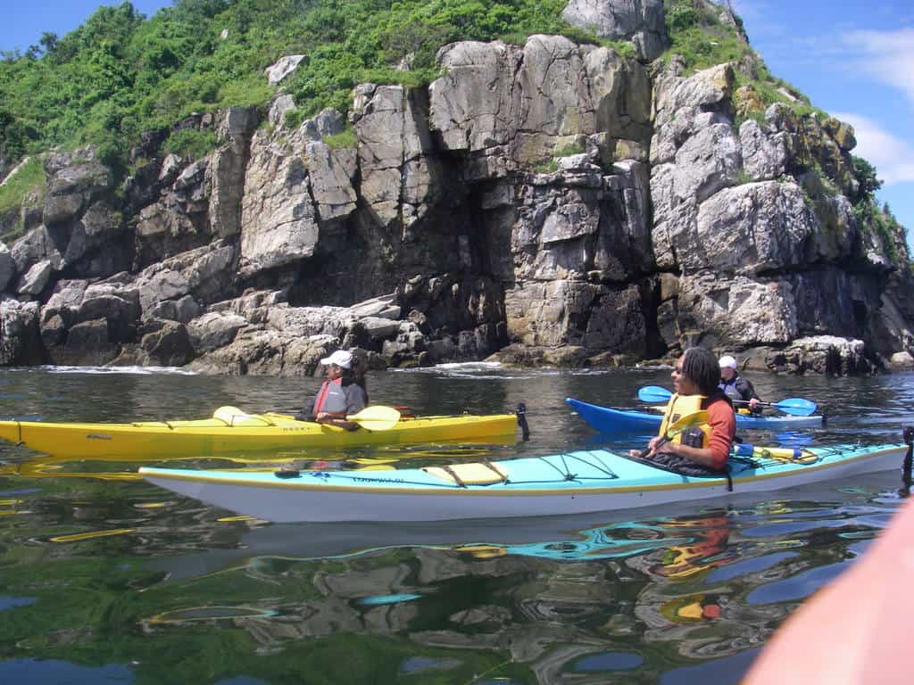 kayaking on Maine's rocky coast