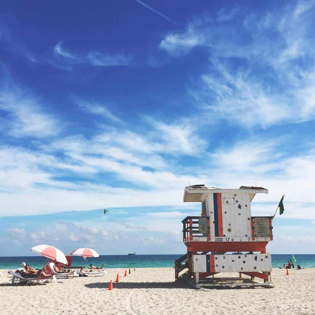 lifeguard stand on the beach in Miami
