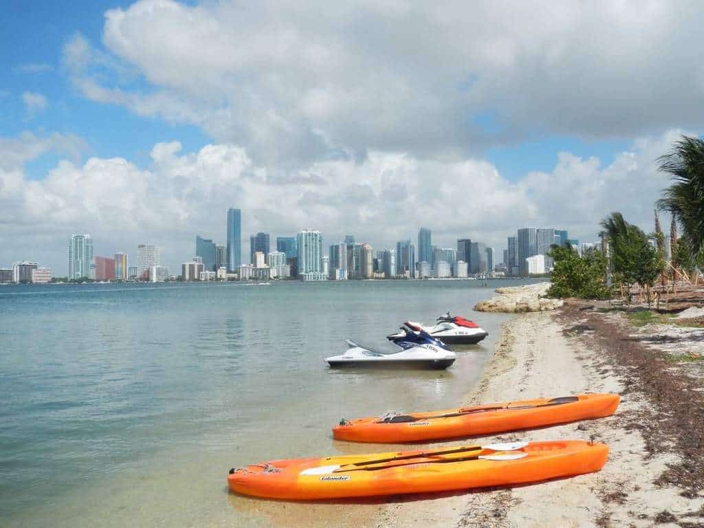 kayaks on the beach in Miami