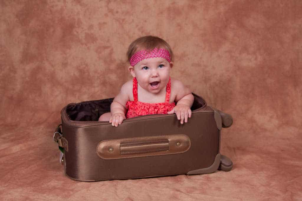 baby in a suitcase