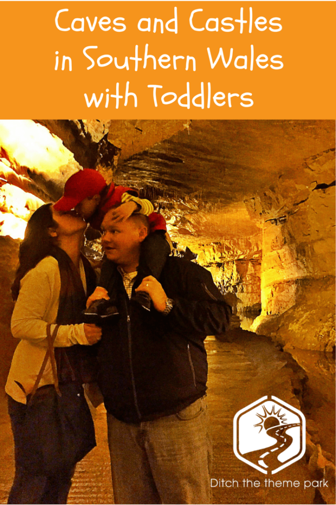 The The National Showcaves Centre with family and toddler in Southern Wales, UK