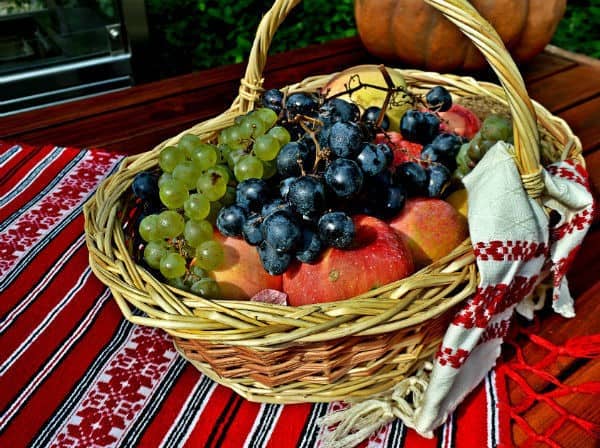 Basket of fruit in Bucharest, Romania