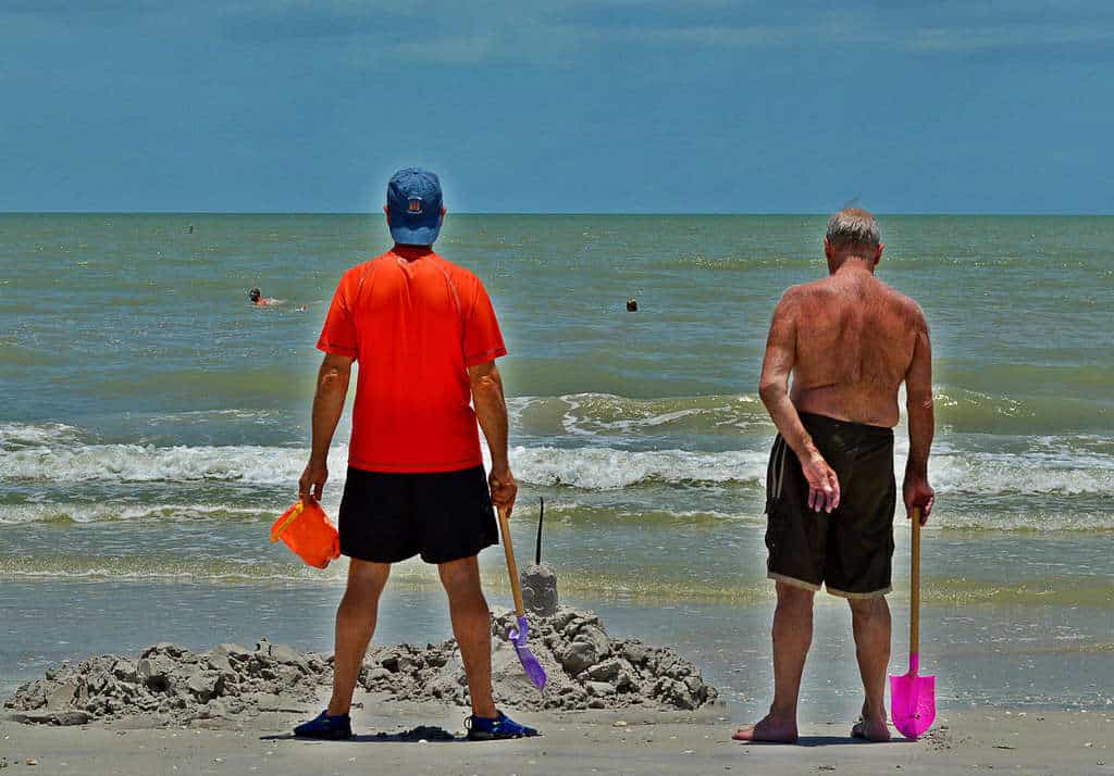 Two brothers in Sanibel Island, Floirda on a family travel vacation - by Eileen Cotter Wright