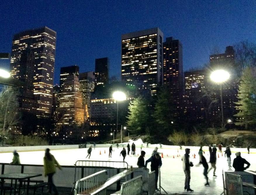 ice skating rink at night in new york city