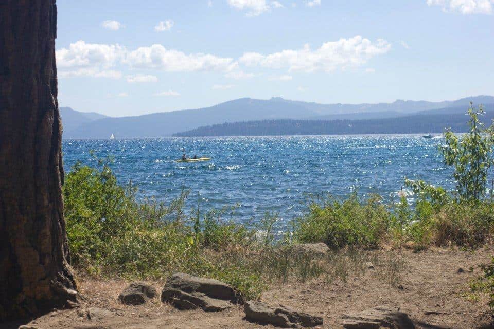 the view of a kayak from north lake tahoe near kings beach