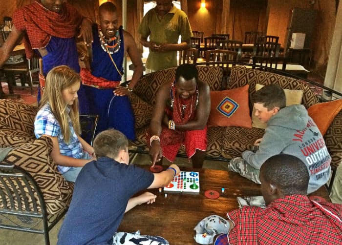 The children playing with the Maasai