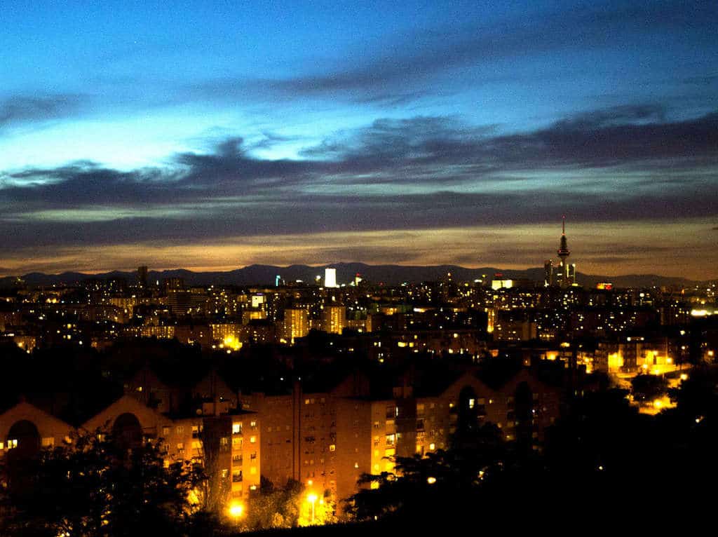 madrid at night skyline via flickr by Alejandro Escario Méndez