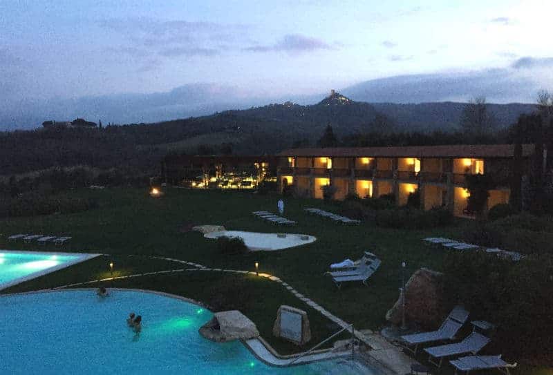 pool at night adler thermae tuscany italy by eileen cotter wright