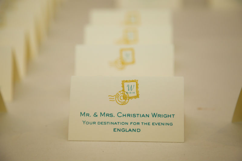Travel themed wedding placecard holders