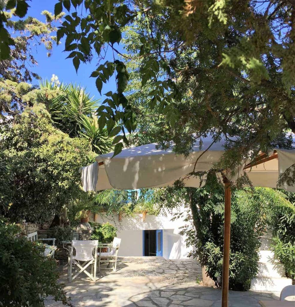 outside patio airbnb paros greece