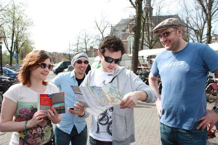 James with group travel friends in Amsterdam