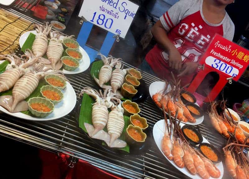 seafood at night market pillars chaing mai thailand