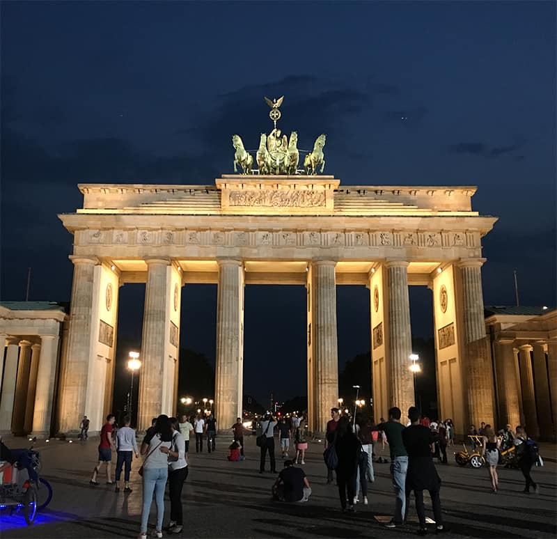 Brandenburg Gate after dark Berlin Germany