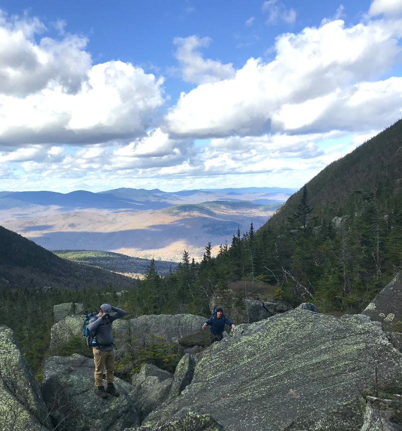 two men hiking in white mountains new hampshire