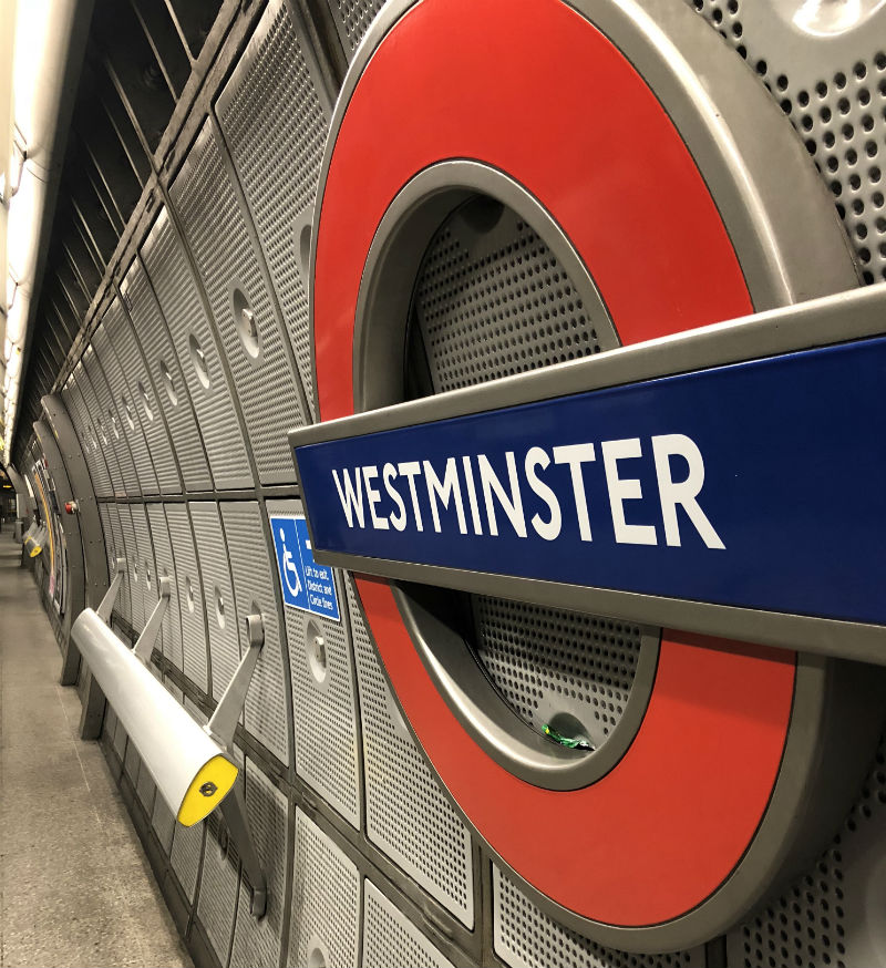 Westminster tube sign London