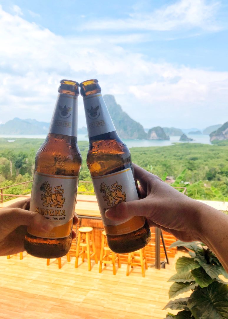 beers overlooking thai islands at the Sametnangshe Boutique Resort