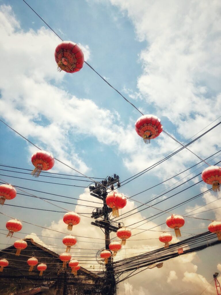 Chinese lanterns in old town phuket, thailand