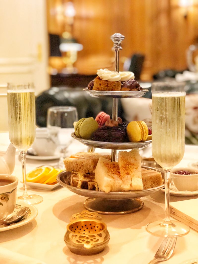afternoon tea tower sandwiches and cakes at chesterfield hotel palm beach florida