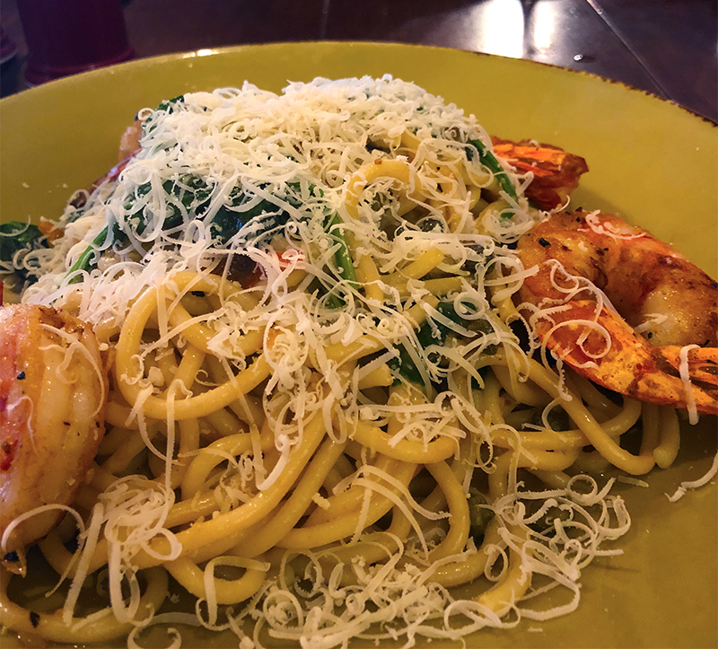 the shrimp scampi at portifino resort at longboat key is amazing