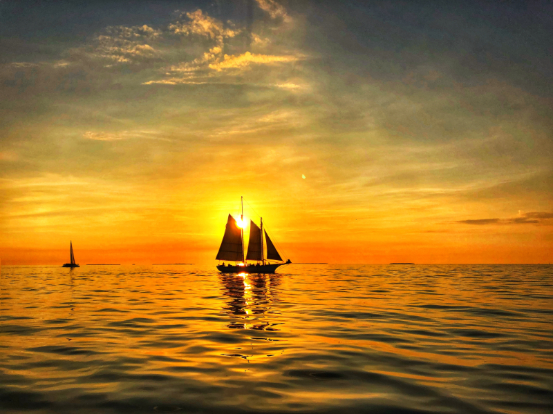 best key west sunset spot by sail boat florida