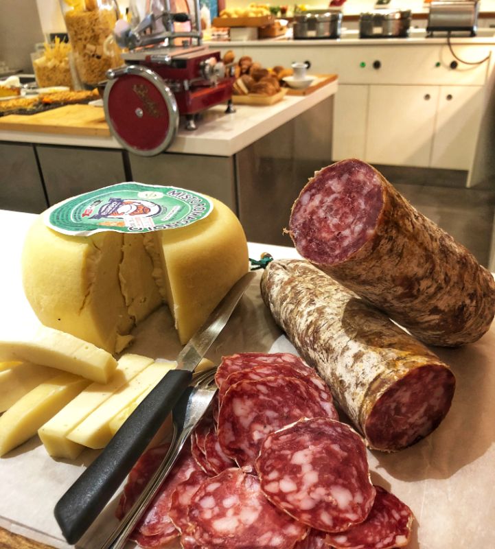 charcuterie at breakast at oxygen lifestyle hotel in rimini italy