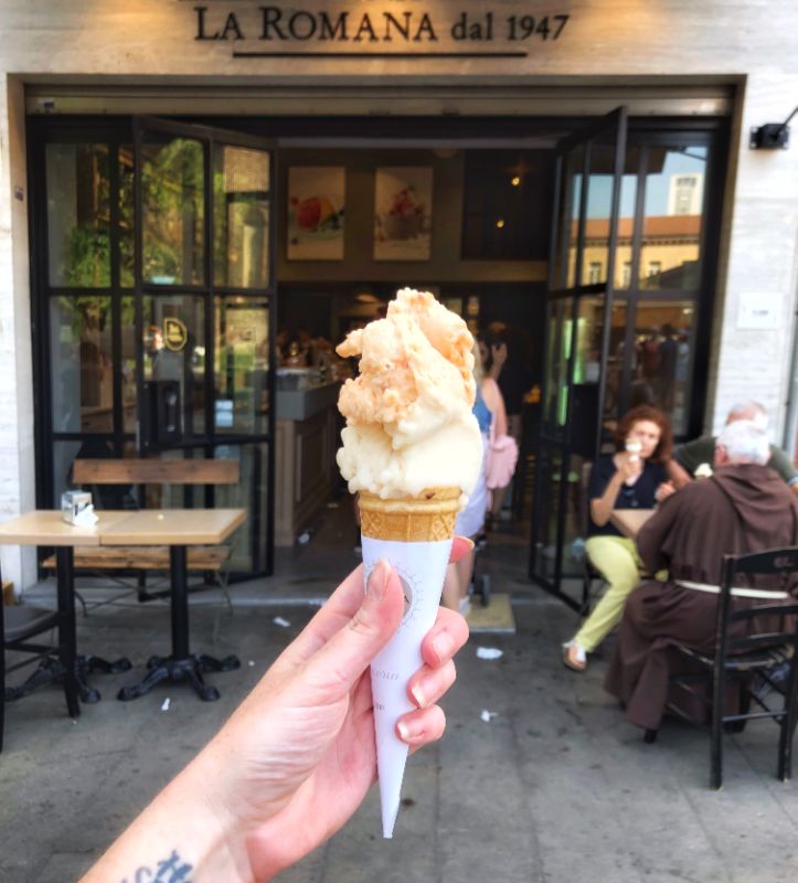 gelato cone at la romana in rimini italy