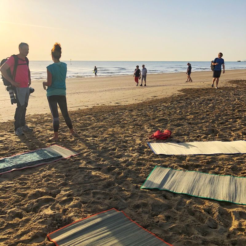 yoga mats on rimini beach