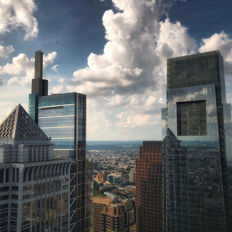 Philadelphia skyline and skyscrapers from one liberty observation deck