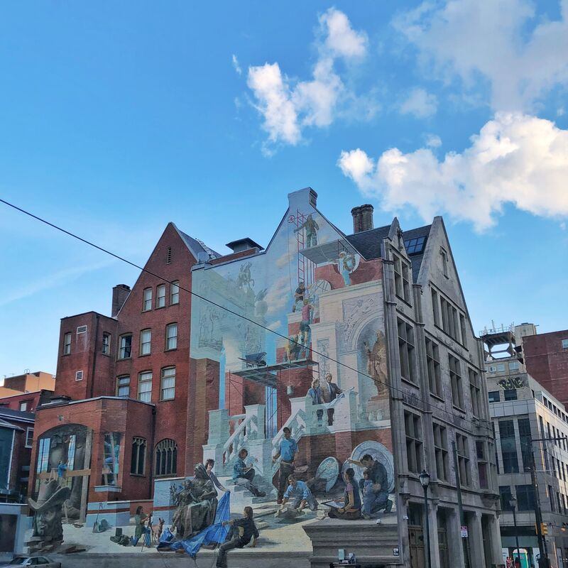 street art and blue sky in Philadelphia