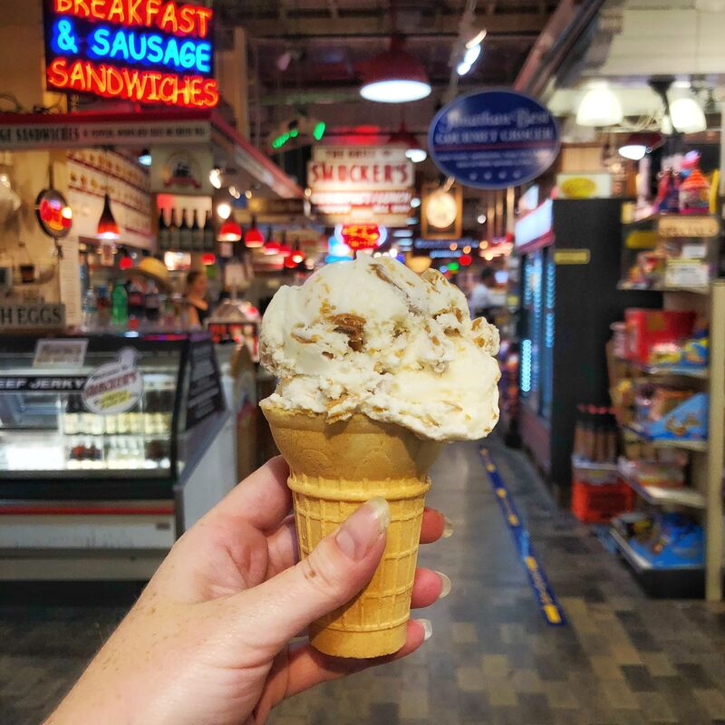 ice cream cone in reading terminal market in Philadelphia