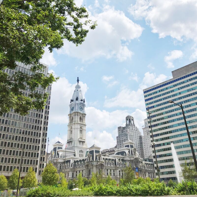 city hall and blue sky in Philadelphia