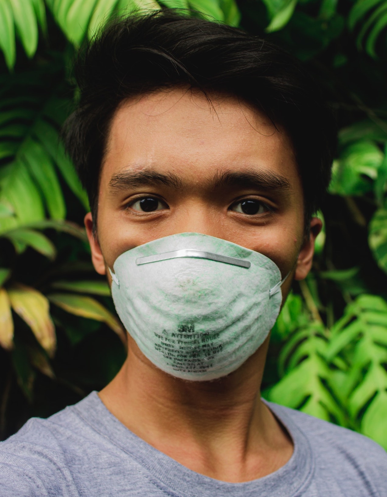 man wearing face mask for corona virus protection