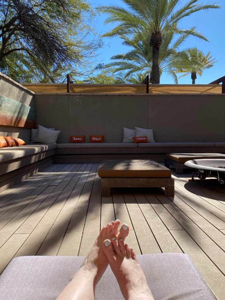 in the relaxation area of miraval resort in tucson arizona