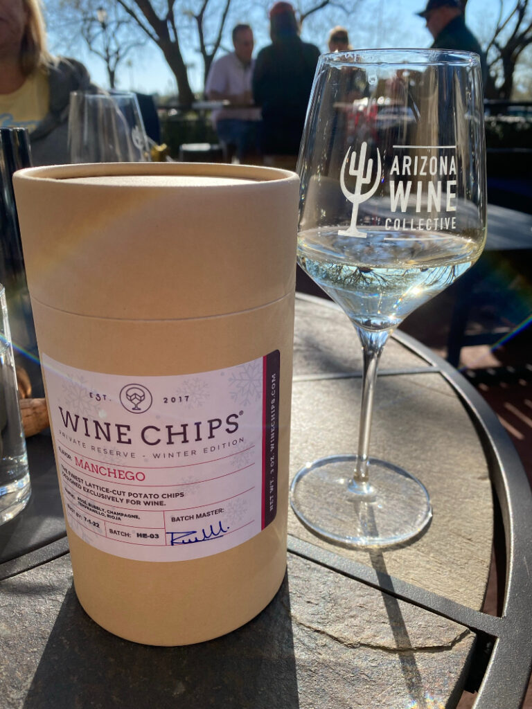 wine and chips from arizona wine collective in tucson
