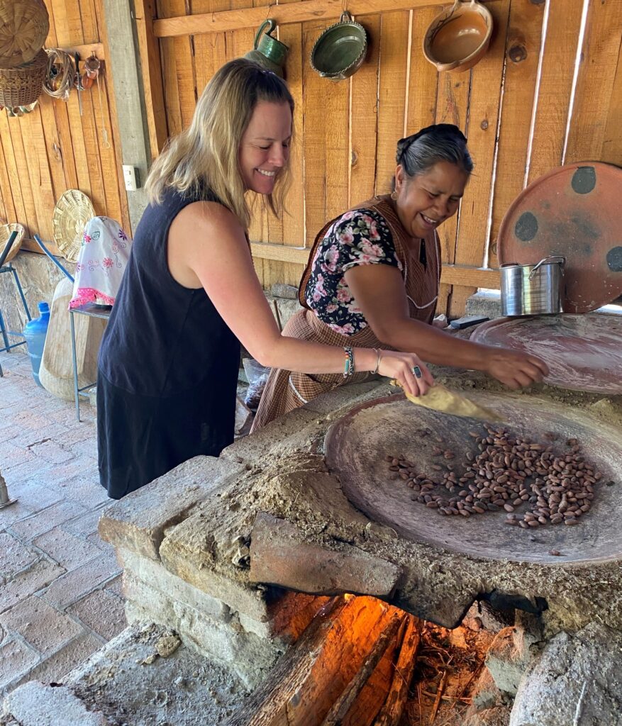 roasting cacao near oaxaca city mexico