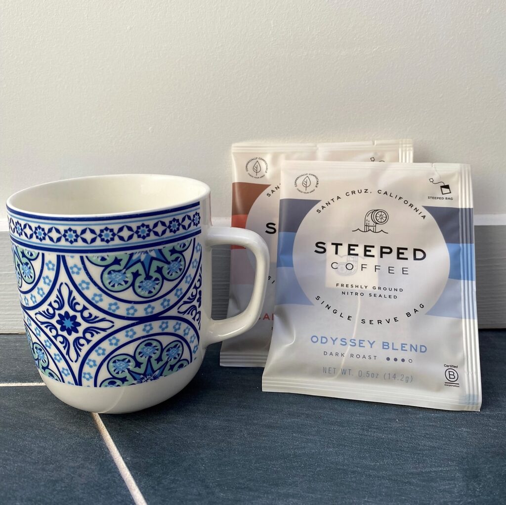 steeped coffee and mug
