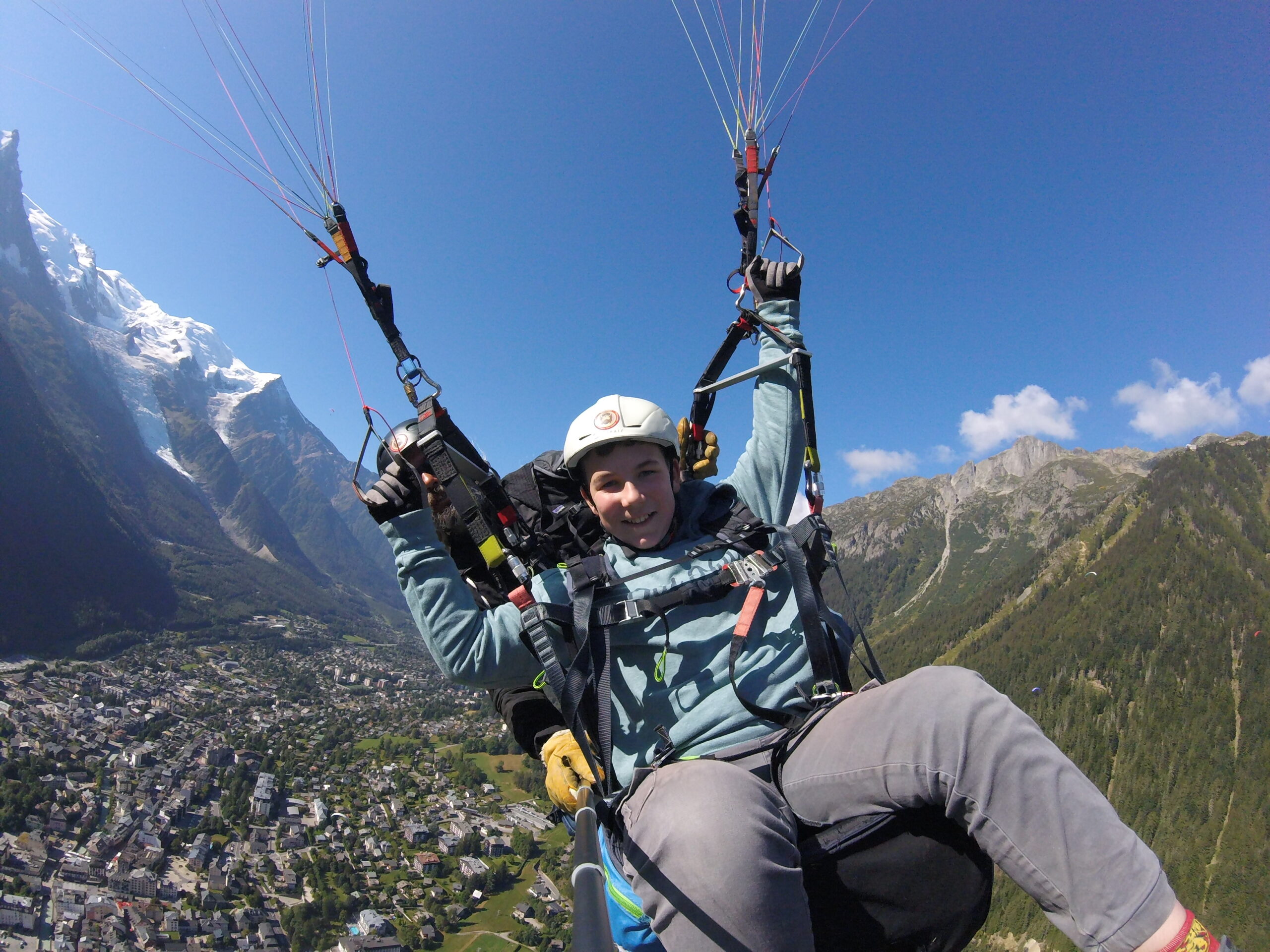 kid paragliding chamonix alps