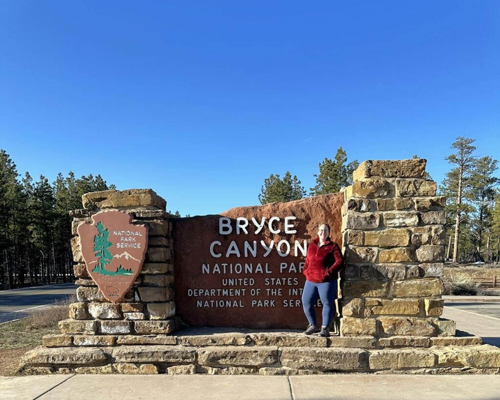 eileen at bryce canyon national park sign