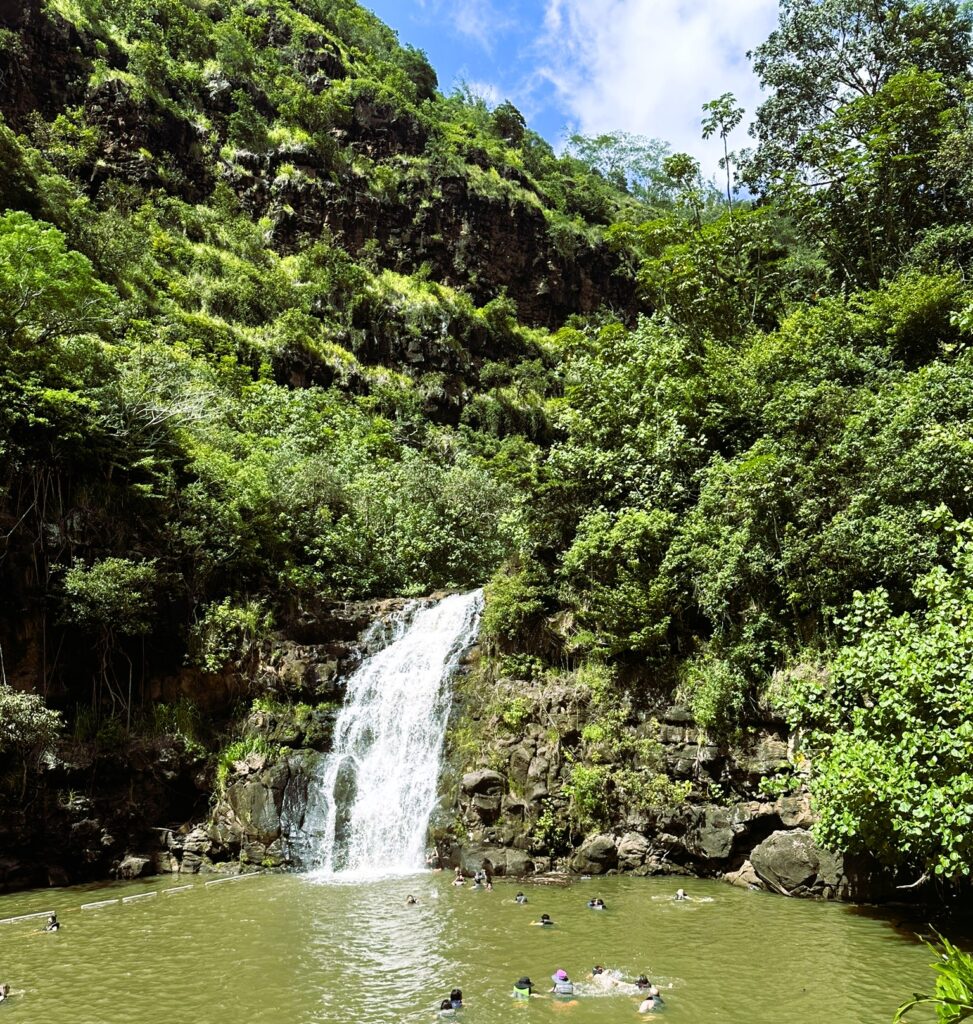 waimea valley waterfall in oahu