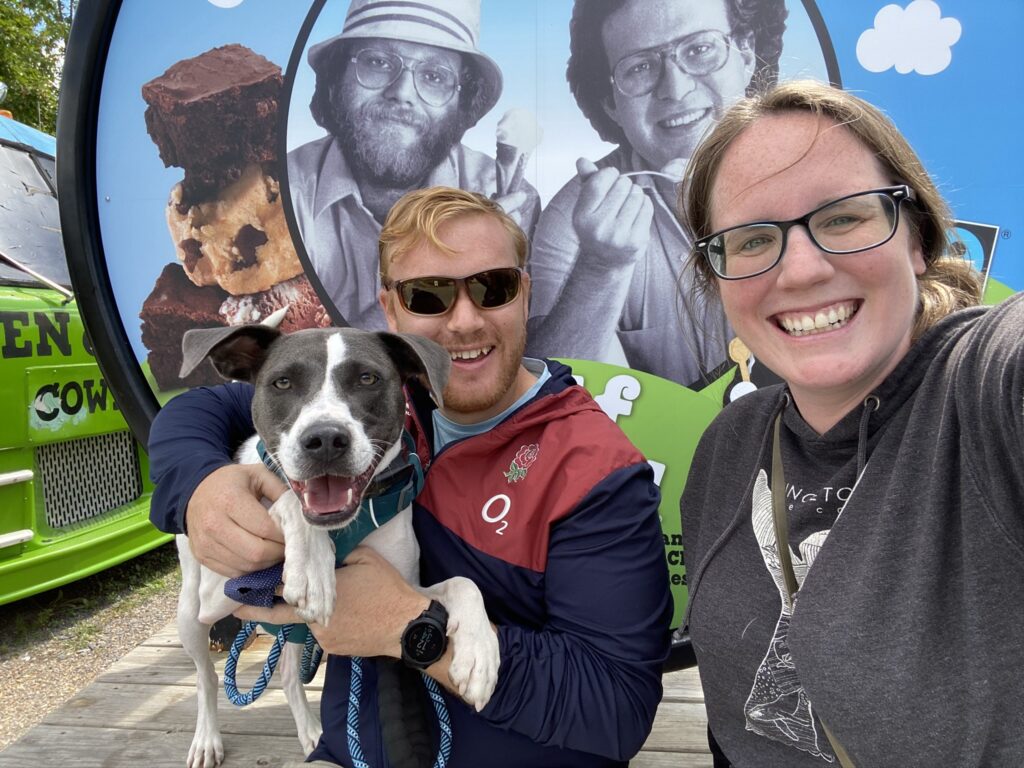 couple-and-dog-at-ben-jerrys-vermont.