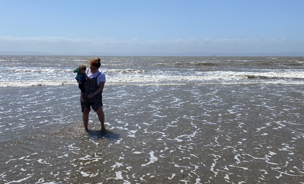 toddler and mom on the beach in barry south wales
