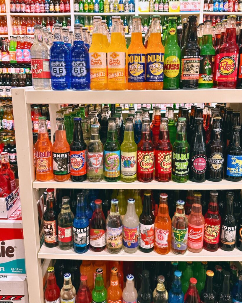 old soda display at grand market downtown