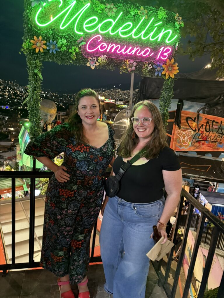 Eileen and Jeannine on a Comuna 13 tour in Colombia with Viator