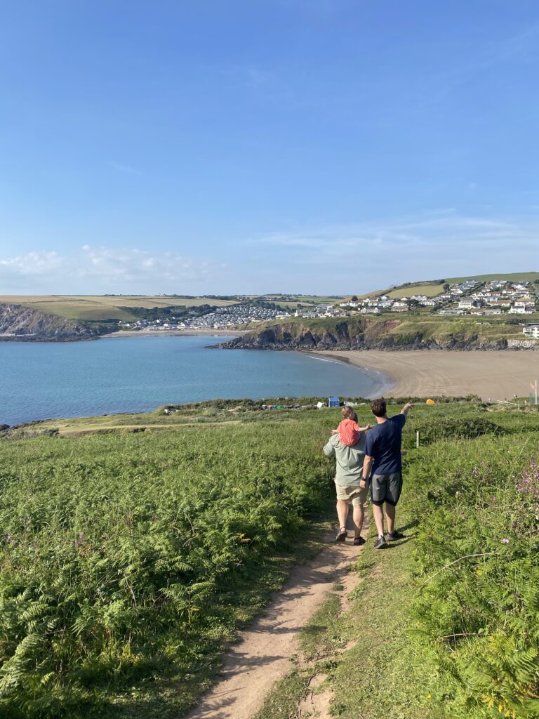 family walking in burgh island