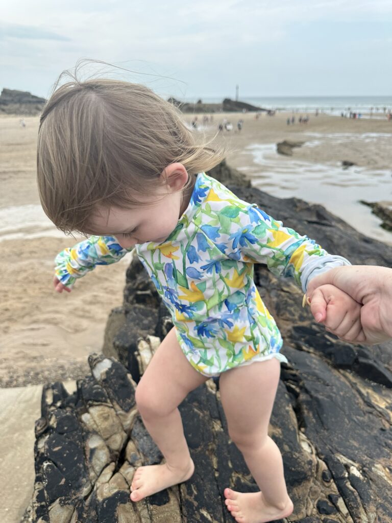 todder exploring bude beach cornwall uk