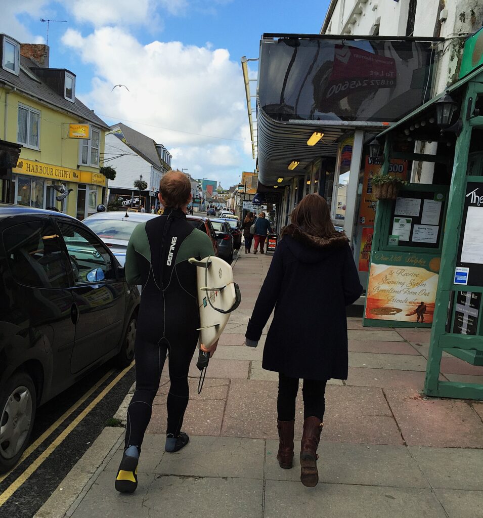 surfer in newquay uk