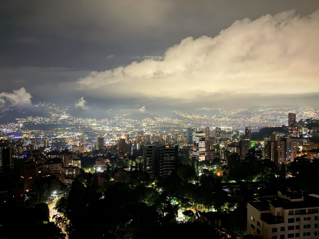 medellin skyline at night colombia