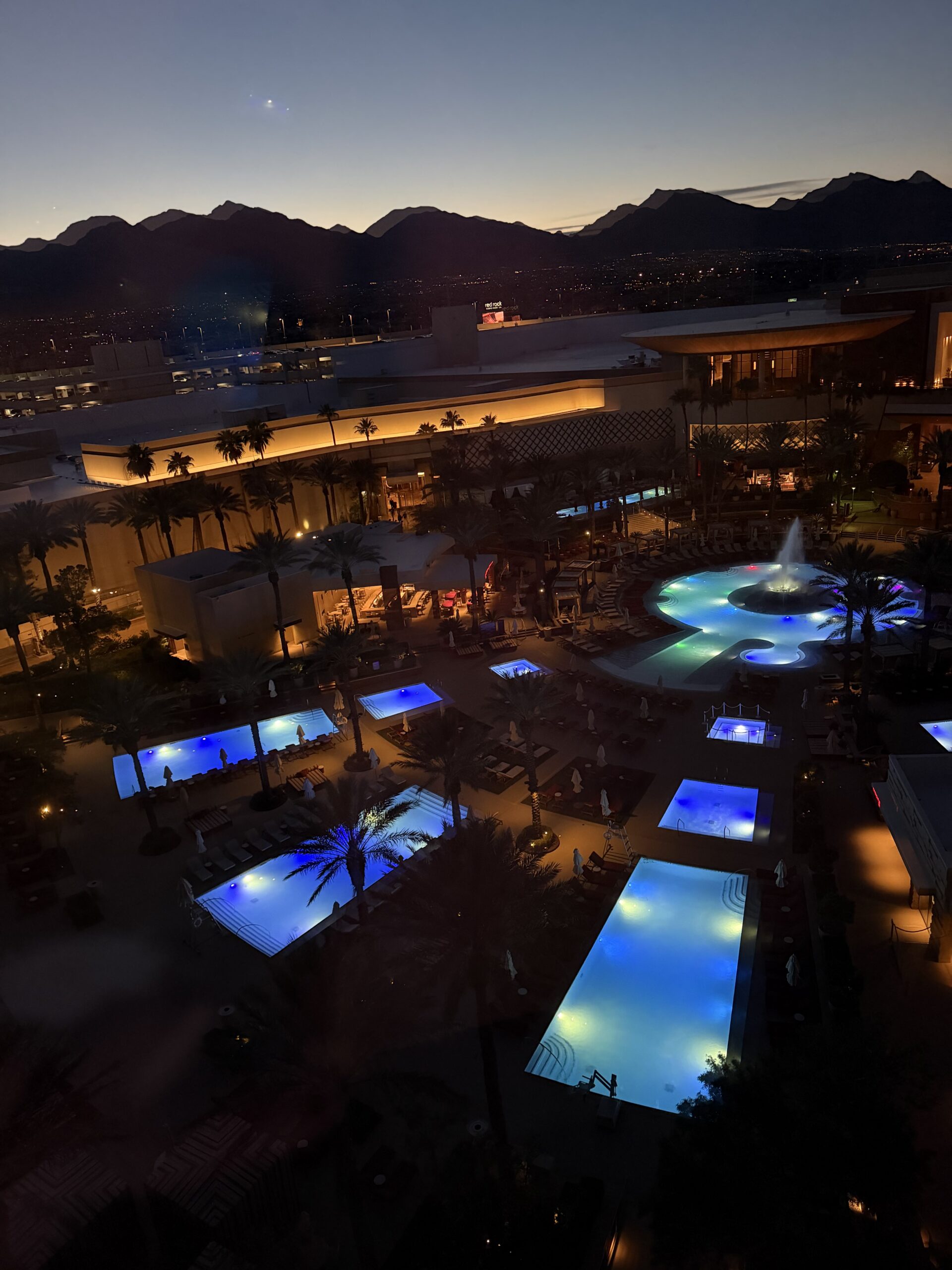 night pool view in red rock casino and resort las vegas